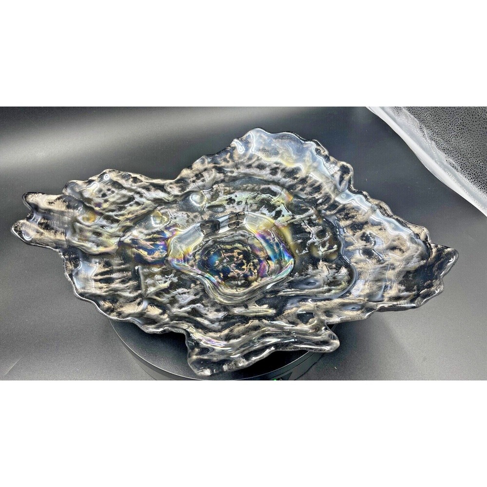 Donald Stuart Opalescent Arda Glassware Oyster Shaped Serving Dish/Bowl